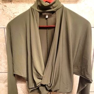 Charlotte Russe olive green, medium dressy crop top.